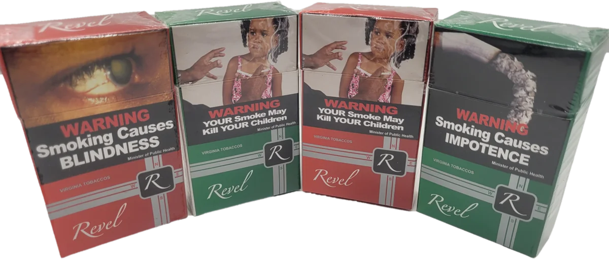 Revel Red and Revel Green cigarette packs